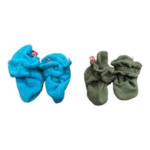 2 Pairs of NWOT Zutano 3 month booties - fleece and cotton